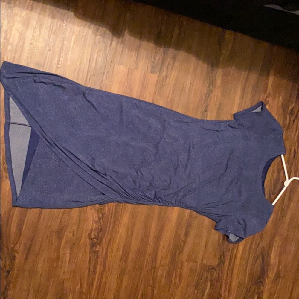 London times runched side blue dress